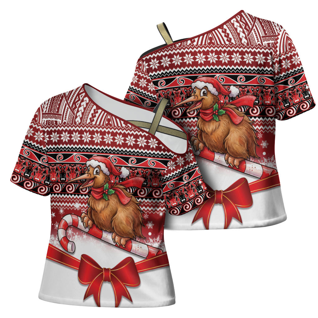 New Zealand Kiwi Bird Christmas Cross Shoulder Shirt Maori Inspired Knitted Patterns