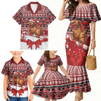 New Zealand Kiwi Bird Christmas Family Matching Mermaid Dress and Hawaiian Shirt Maori Inspired Knitted Patterns