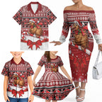 New Zealand Kiwi Bird Christmas Family Matching Off The Shoulder Long Sleeve Dress and Hawaiian Shirt Maori Inspired Knitted Patterns