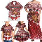 New Zealand Kiwi Bird Christmas Family Matching Off Shoulder Maxi Dress and Hawaiian Shirt Maori Inspired Knitted Patterns