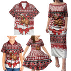 New Zealand Kiwi Bird Christmas Family Matching Puletasi and Hawaiian Shirt Maori Inspired Knitted Patterns