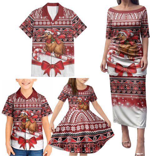 New Zealand Kiwi Bird Christmas Family Matching Puletasi and Hawaiian Shirt Maori Inspired Knitted Patterns