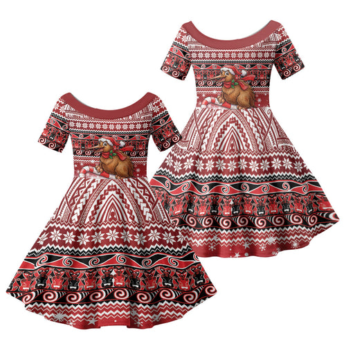 New Zealand Kiwi Bird Christmas Family Matching Puletasi and Hawaiian Shirt Maori Inspired Knitted Patterns