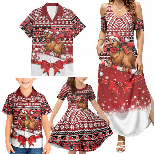 New Zealand Kiwi Bird Christmas Family Matching Summer Maxi Dress and Hawaiian Shirt Maori Inspired Knitted Patterns