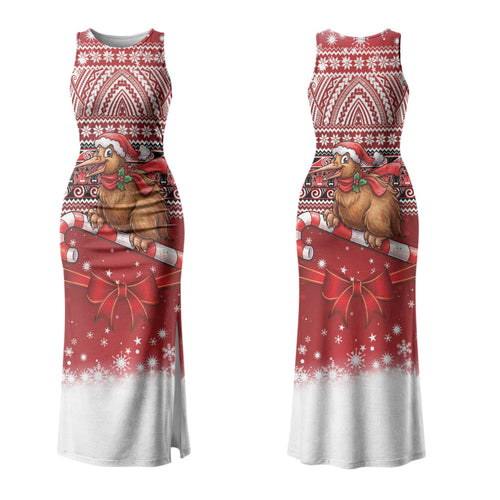 New Zealand Kiwi Bird Christmas Family Matching Tank Maxi Dress and Hawaiian Shirt Maori Inspired Knitted Patterns