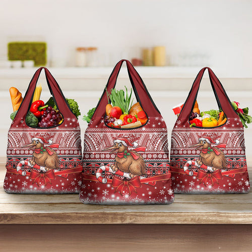 New Zealand Kiwi Bird Christmas Grocery Bag Maori Inspired Knitted Patterns