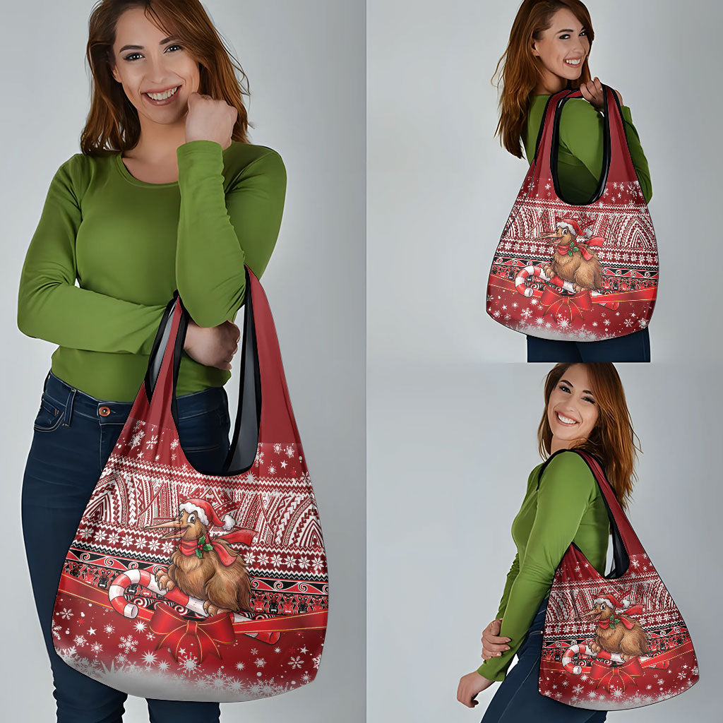 New Zealand Kiwi Bird Christmas Grocery Bag Maori Inspired Knitted Patterns