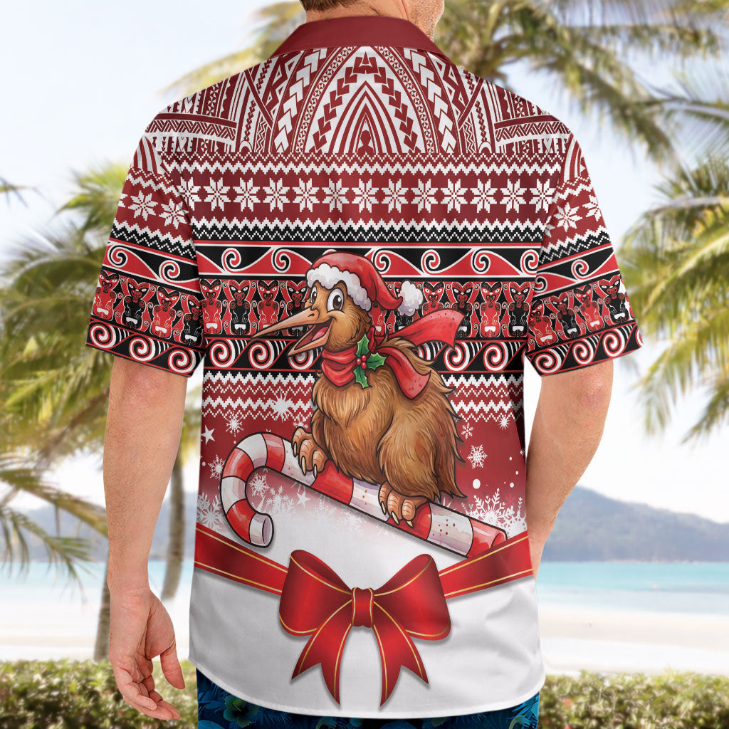 New Zealand Kiwi Bird Christmas Hawaiian Shirt Maori Inspired Knitted Patterns