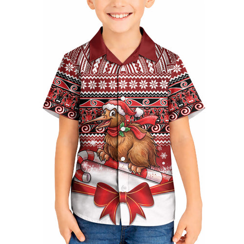 New Zealand Kiwi Bird Christmas Kid Hawaiian Shirt Maori Inspired Knitted Patterns
