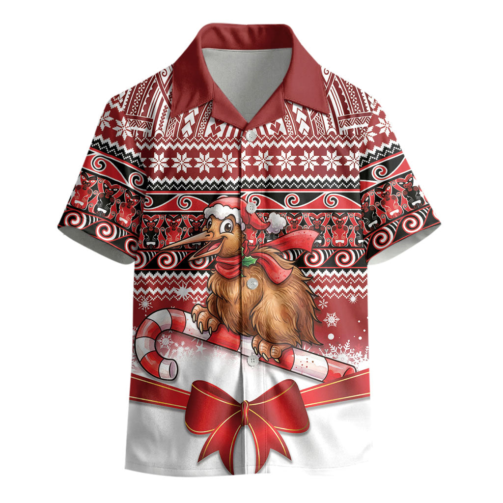 New Zealand Kiwi Bird Christmas Kid Hawaiian Shirt Maori Inspired Knitted Patterns