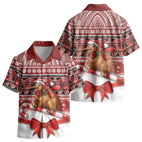 New Zealand Kiwi Bird Christmas Kid Hawaiian Shirt Maori Inspired Knitted Patterns