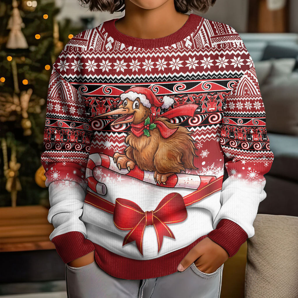 New Zealand Kiwi Bird Christmas Kid Ugly Christmas Sweater Maori Inspired Knitted Patterns