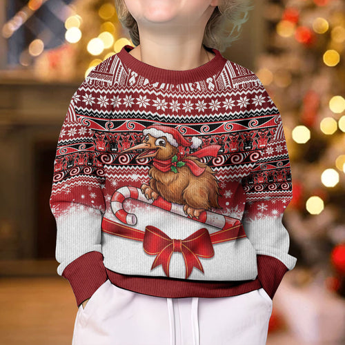 New Zealand Kiwi Bird Christmas Kid Ugly Christmas Sweater Maori Inspired Knitted Patterns