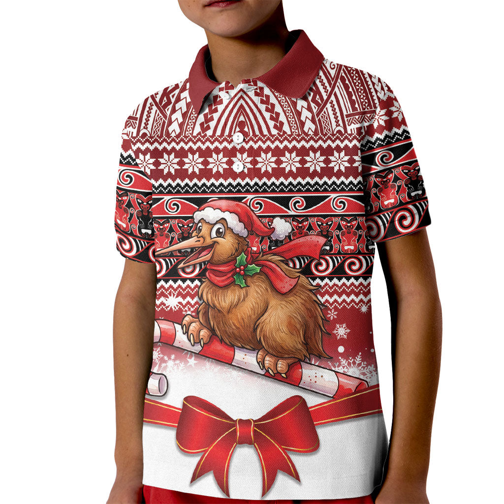 New Zealand Kiwi Bird Christmas Kid Polo Shirt Maori Inspired Knitted Patterns
