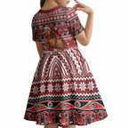 New Zealand Kiwi Bird Christmas Kid Short Sleeve Dress Maori Inspired Knitted Patterns