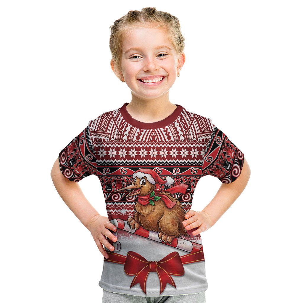 New Zealand Kiwi Bird Christmas Kid T Shirt Maori Inspired Knitted Patterns