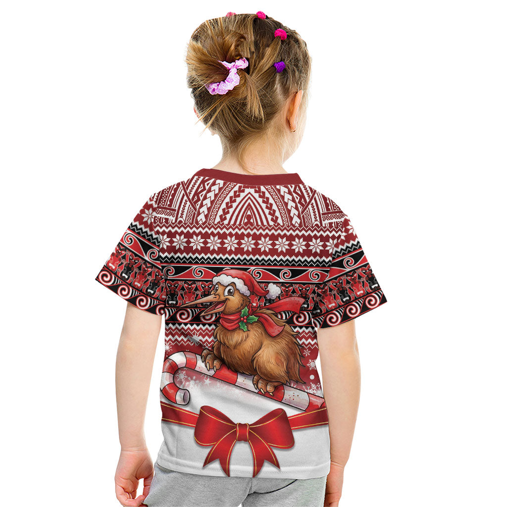 New Zealand Kiwi Bird Christmas Kid T Shirt Maori Inspired Knitted Patterns