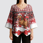 New Zealand Kiwi Bird Christmas Kimono Sleeve Blouse Maori Inspired Knitted Patterns