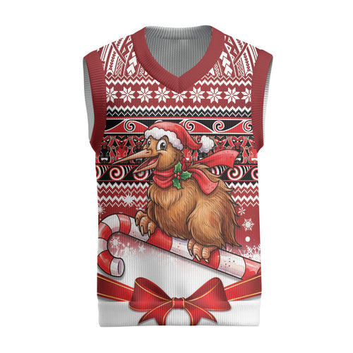 New Zealand Kiwi Bird Christmas Knitted V-Neck Vest Maori Inspired Knitted Patterns