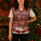 New Zealand Kiwi Bird Christmas Knitted V-Neck Vest Maori Inspired Knitted Patterns