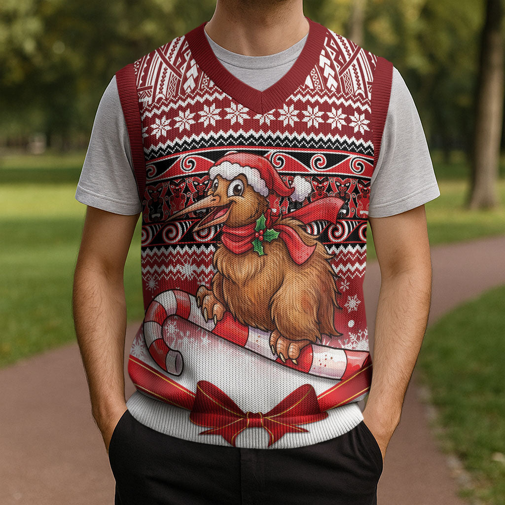 New Zealand Kiwi Bird Christmas Knitted V-Neck Vest Maori Inspired Knitted Patterns