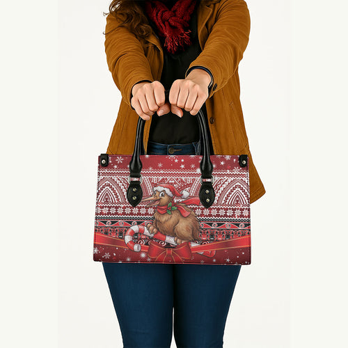 New Zealand Kiwi Bird Christmas Leather Bag Maori Inspired Knitted Patterns