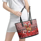 New Zealand Kiwi Bird Christmas Leather Tote Bag Maori Inspired Knitted Patterns