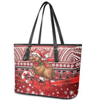 New Zealand Kiwi Bird Christmas Leather Tote Bag Maori Inspired Knitted Patterns
