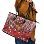 New Zealand Kiwi Bird Christmas Leather Tote Bag Maori Inspired Knitted Patterns