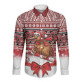 New Zealand Kiwi Bird Christmas Long Sleeve Button Shirt Maori Inspired Knitted Patterns