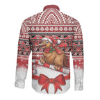 New Zealand Kiwi Bird Christmas Long Sleeve Button Shirt Maori Inspired Knitted Patterns