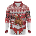 New Zealand Kiwi Bird Christmas Long Sleeve Polo Shirt Maori Inspired Knitted Patterns