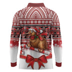 New Zealand Kiwi Bird Christmas Long Sleeve Polo Shirt Maori Inspired Knitted Patterns