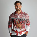 New Zealand Kiwi Bird Christmas Long Sleeve Polo Shirt Maori Inspired Knitted Patterns