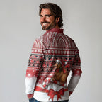 New Zealand Kiwi Bird Christmas Long Sleeve Polo Shirt Maori Inspired Knitted Patterns