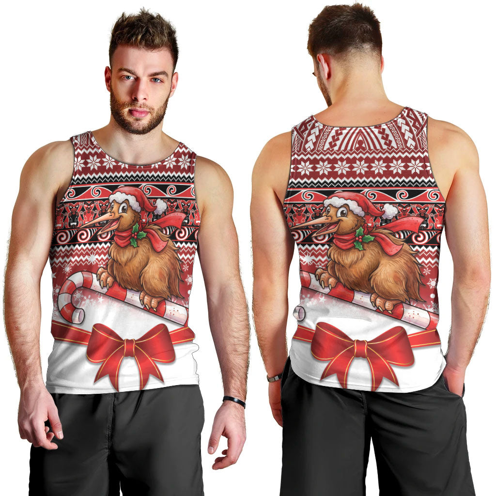 New Zealand Kiwi Bird Christmas Men Tank Top Maori Inspired Knitted Patterns