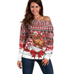 New Zealand Kiwi Bird Christmas Off Shoulder Sweater Maori Inspired Knitted Patterns