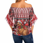 New Zealand Kiwi Bird Christmas Off Shoulder Wrap Waist Top Maori Inspired Knitted Patterns
