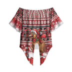 New Zealand Kiwi Bird Christmas Off Shoulder Wrap Waist Top Maori Inspired Knitted Patterns