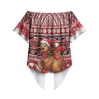 New Zealand Kiwi Bird Christmas Off Shoulder Wrap Waist Top Maori Inspired Knitted Patterns