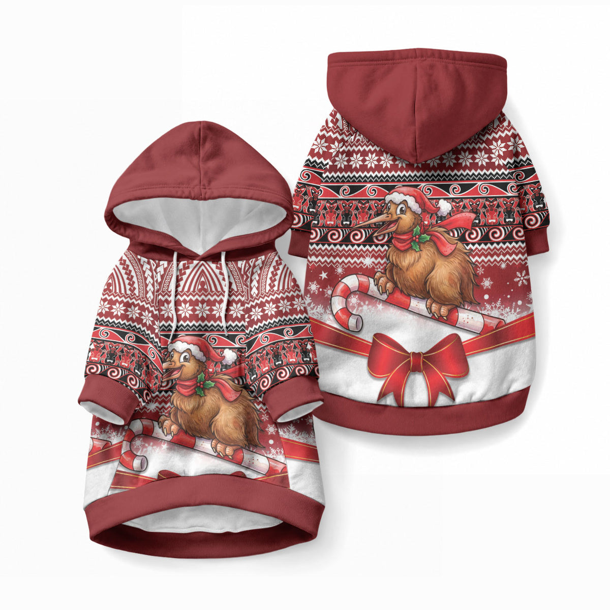 New Zealand Kiwi Bird Christmas Pet Hoodie Maori Inspired Knitted Patterns