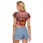 New Zealand Kiwi Bird Christmas Raglan Cropped T Shirt Maori Inspired Knitted Patterns