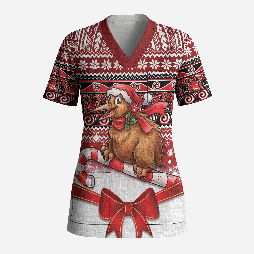 New Zealand Kiwi Bird Christmas Scrub Top Maori Inspired Knitted Patterns