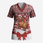 New Zealand Kiwi Bird Christmas Scrub Top Maori Inspired Knitted Patterns