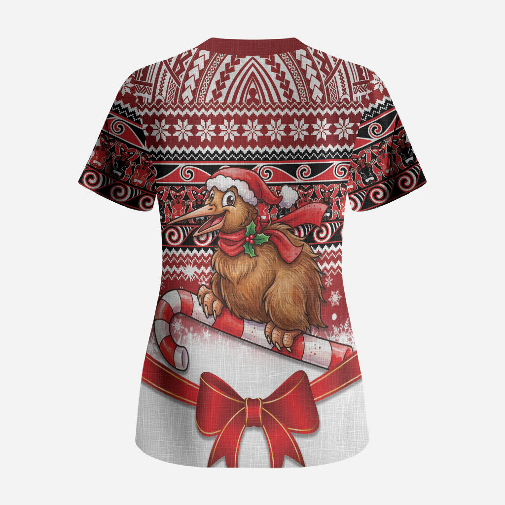 New Zealand Kiwi Bird Christmas Scrub Top Maori Inspired Knitted Patterns