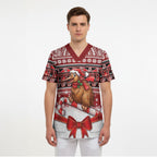 New Zealand Kiwi Bird Christmas Scrub Top Maori Inspired Knitted Patterns