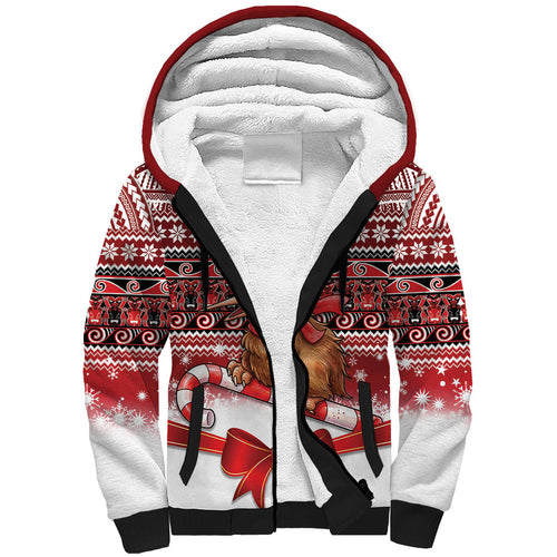 New Zealand Kiwi Bird Christmas Sherpa Hoodie Maori Inspired Knitted Patterns