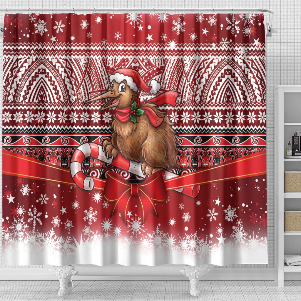 New Zealand Kiwi Bird Christmas Shower Curtain Maori Inspired Knitted Patterns