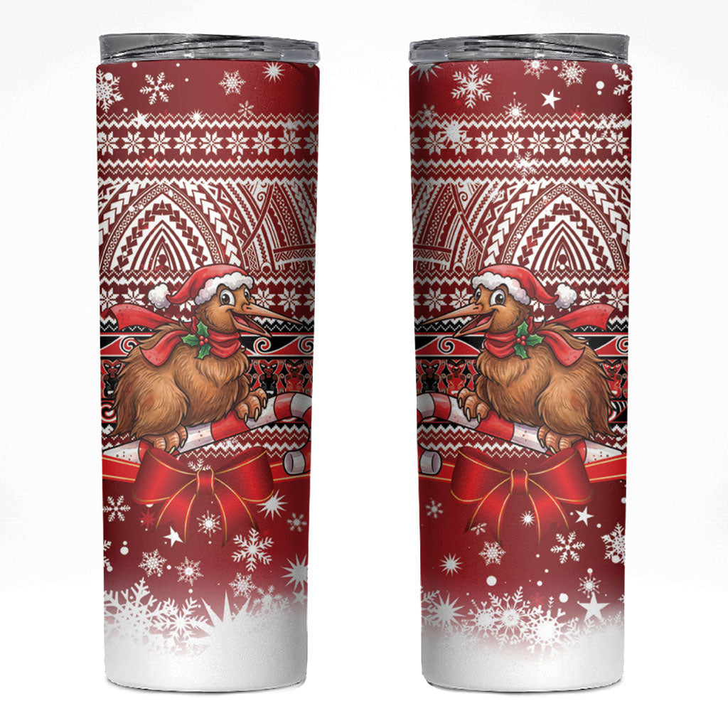 New Zealand Kiwi Bird Christmas Skinny Tumbler Maori Inspired Knitted Patterns