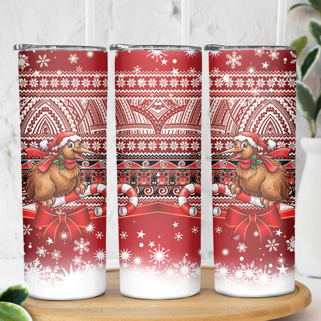 New Zealand Kiwi Bird Christmas Skinny Tumbler Maori Inspired Knitted Patterns